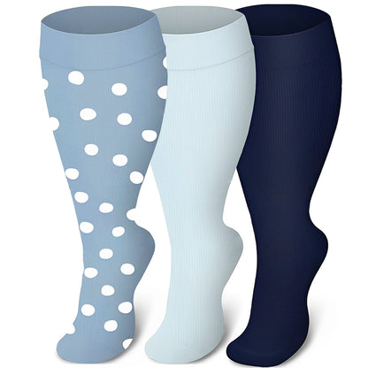 Chaussettes de compression grande taille série bleue (3 paires)