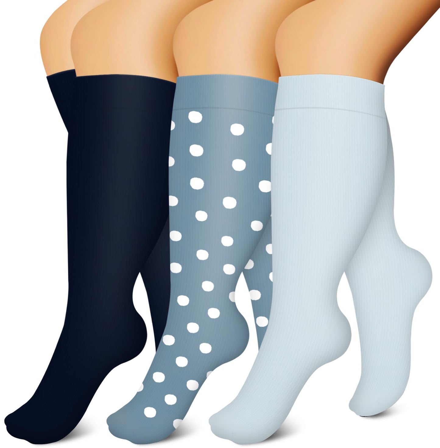Chaussettes de compression grande taille série bleue (3 paires)