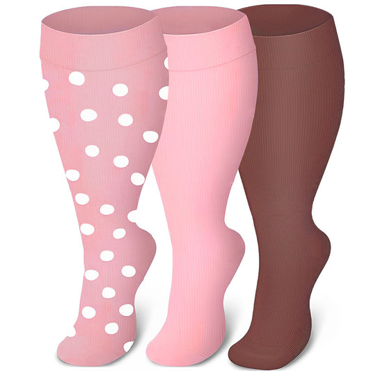 Chaussettes de compression roses grande taille (3 paires)