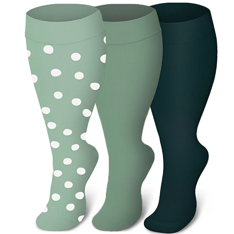 Chaussettes de compression grande taille série verte (3 paires) - image 0