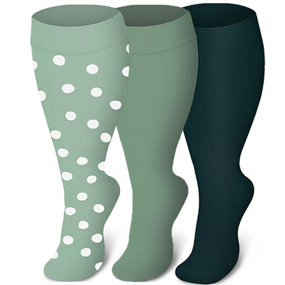 Chaussettes de compression grande taille série verte (3 paires) - image 0