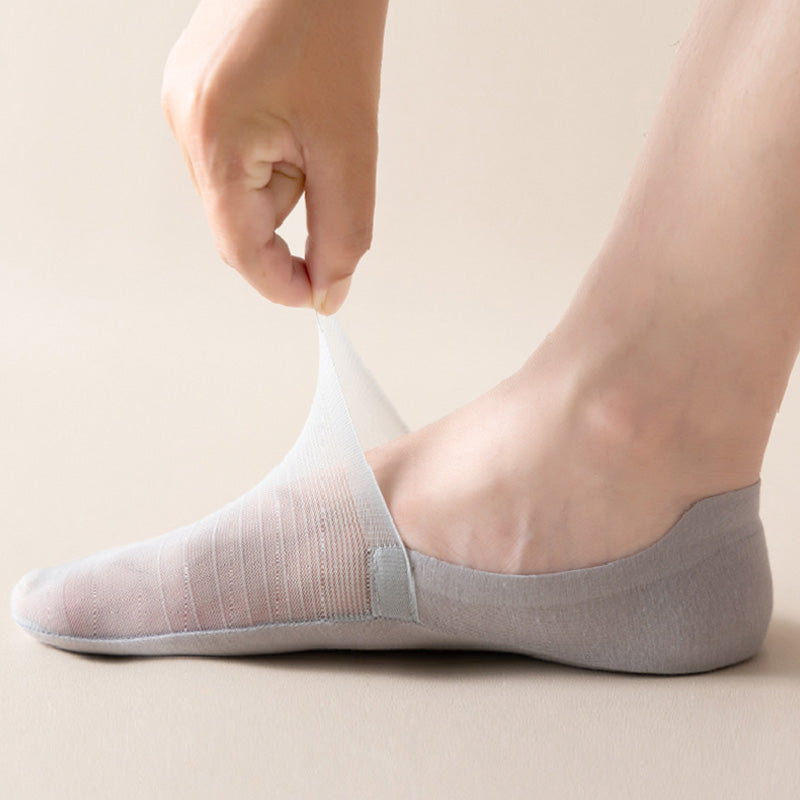 Chaussettes invisibles en soie glacée (5 paires) - Gris clair - EU38-43 (US5-9) - image 1