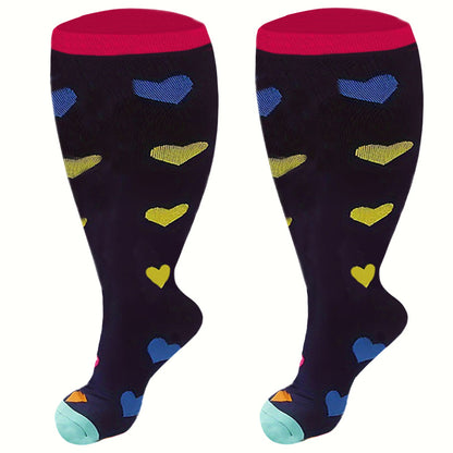 Chaussettes de compression à pois et rayures grande taille (3 paires) - image 2