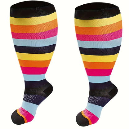 Chaussettes de compression à pois et rayures grande taille (3 paires)