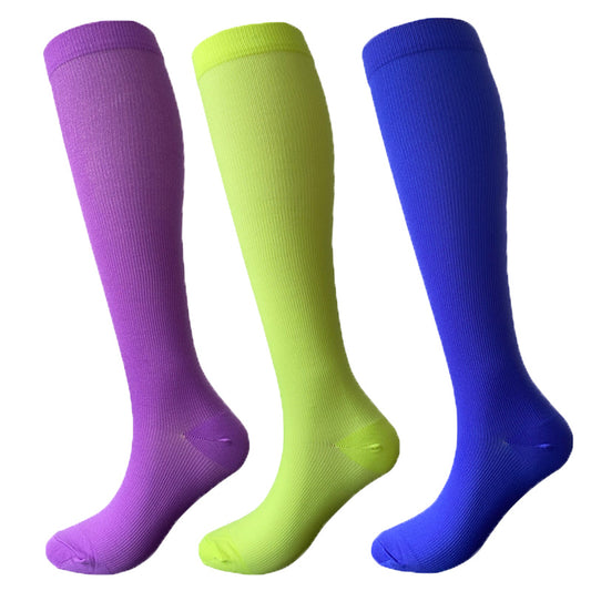 Chaussettes de compression de sport de couleur unie (3 paires)