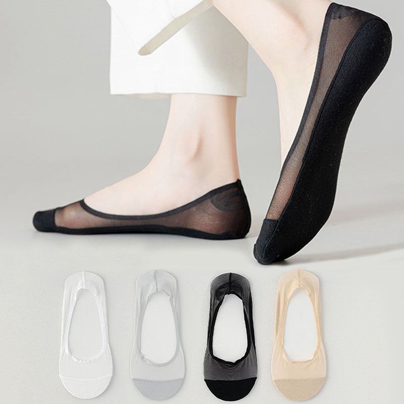 Chaussettes invisibles en maille de soie glacée (4 paires) - image 0