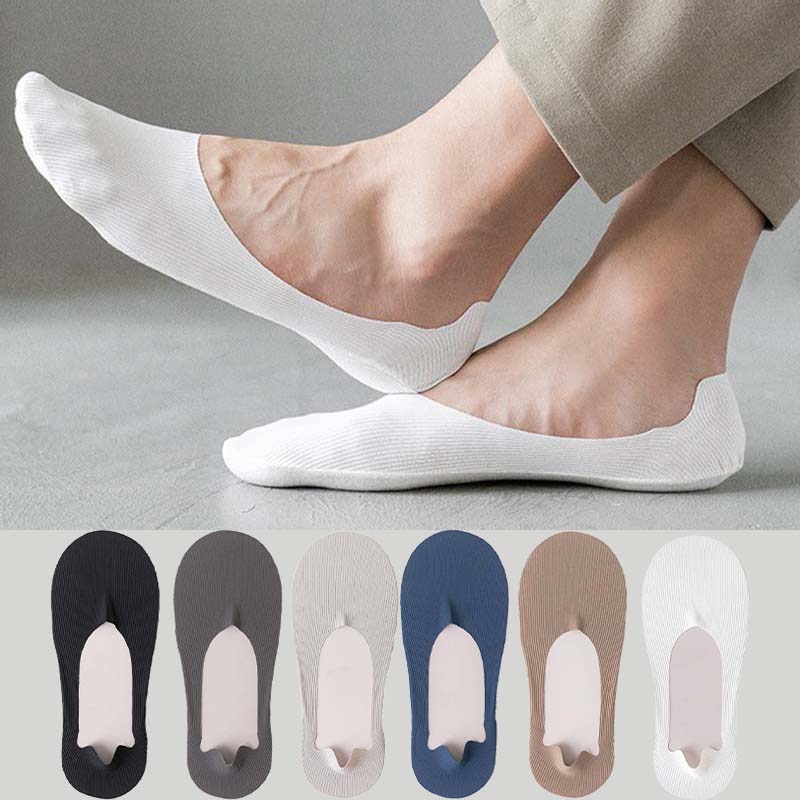 Chaussettes invisibles rayées en soie glacée (6 paires) - image 0