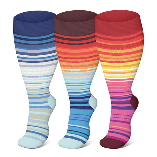 Chaussettes de compression tendance grande taille (3 paires) - Multicolore - 4XL - image 0
