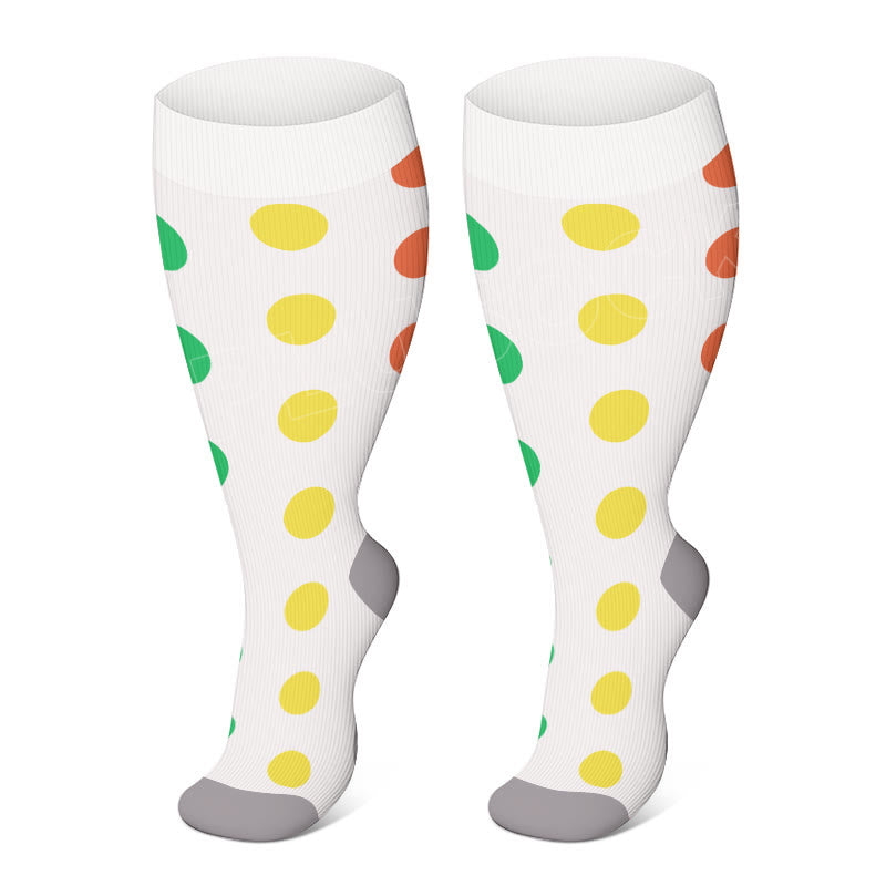 Chaussettes de compression à pois colorés grande taille (3 paires) - Points - 4XL - image 1