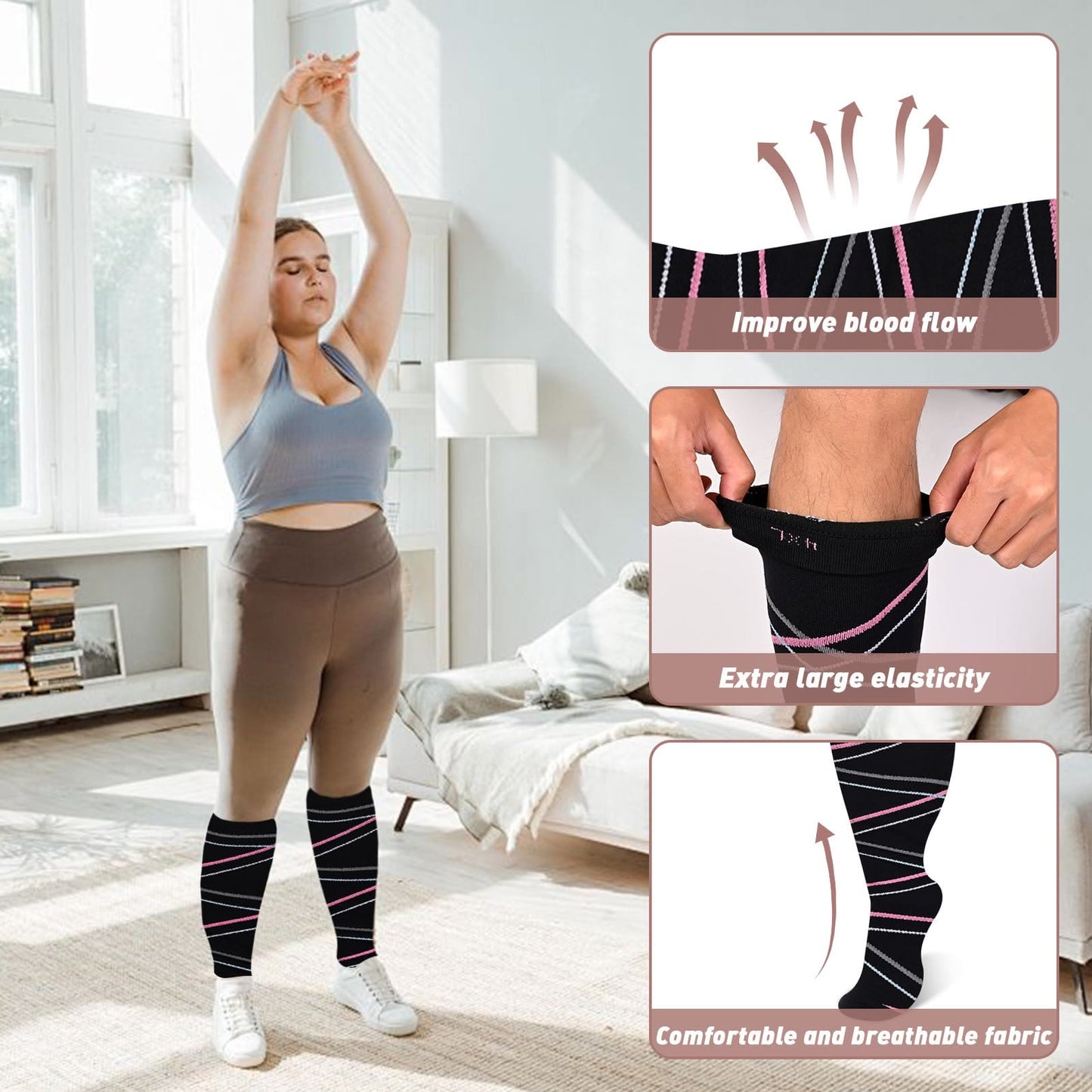 Chaussettes de compression Ribbon grandes tailles 2XL- 7XL (3 paires) - image 2