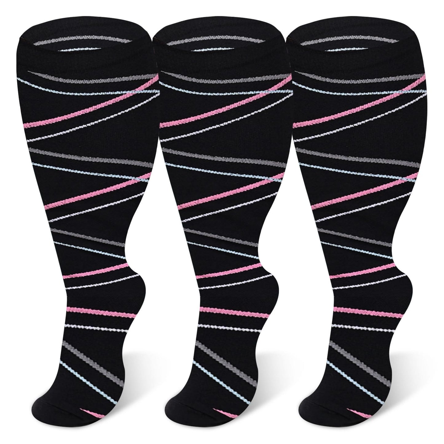 Chaussettes de compression Ribbon grandes tailles 2XL- 7XL (3 paires) - image 0