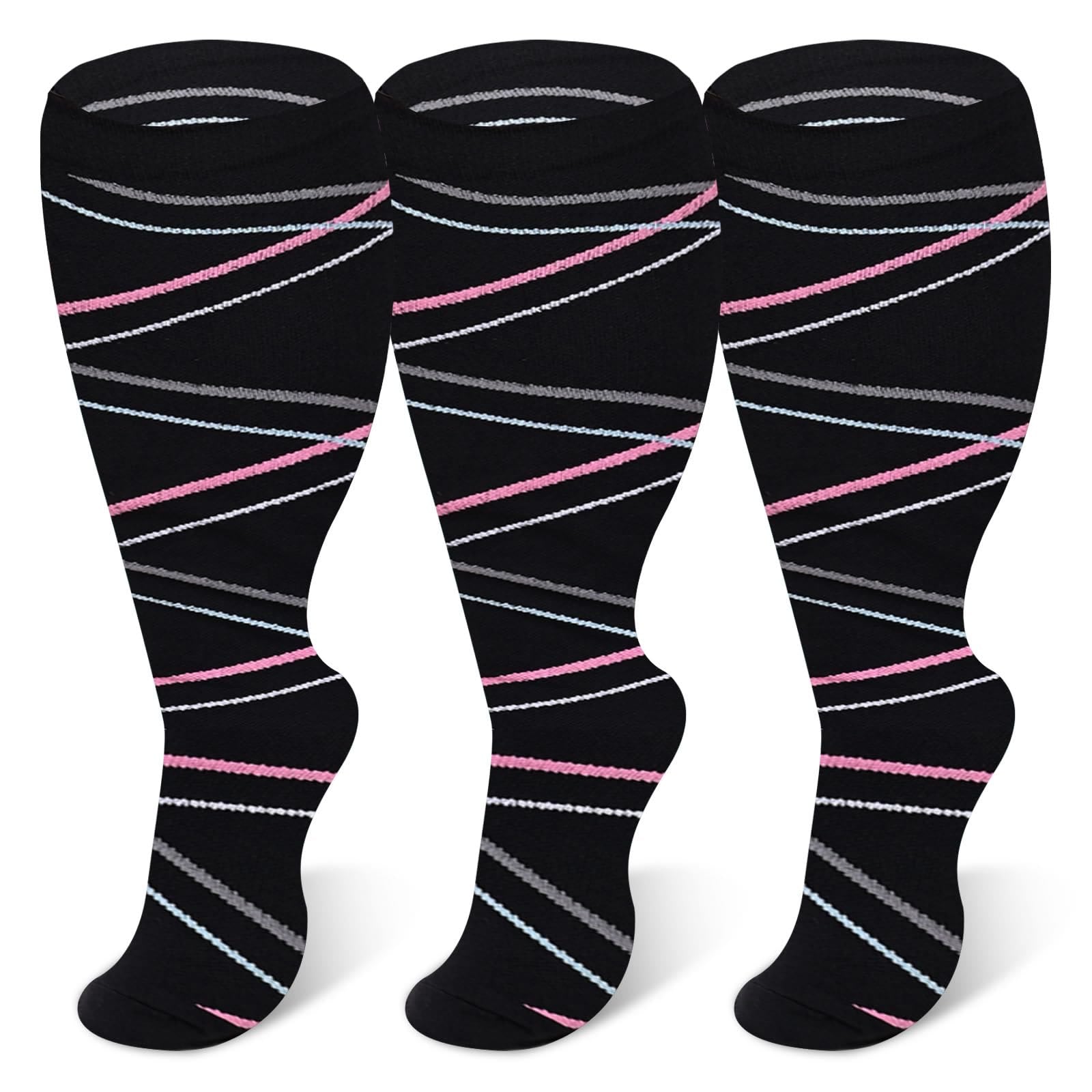 Chaussettes de compression Ribbon grandes tailles 2XL- 7XL (3 paires) - image 0