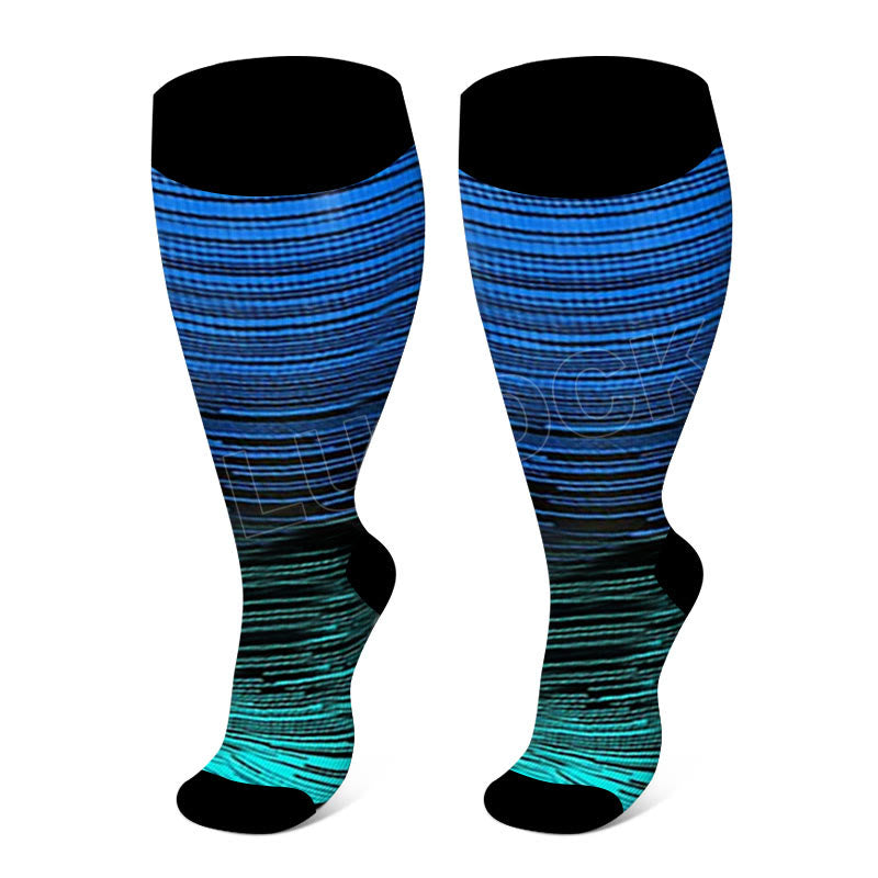 Chaussettes de compression grandes tailles à lignes colorées et tendance 2XL- 7XL (3 paires) - image 21