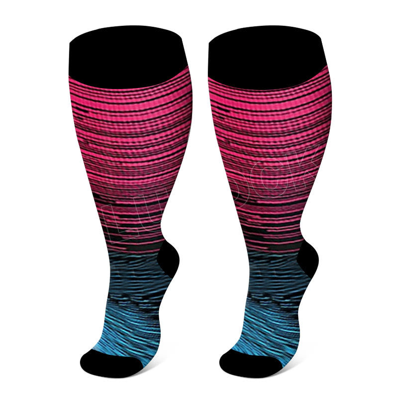 Chaussettes de compression grandes tailles à lignes colorées et tendance 2XL- 7XL (3 paires) - image 19