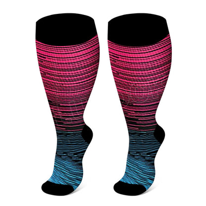 Chaussettes de compression grandes tailles à lignes colorées et tendance 2XL- 7XL (3 paires) - image 19
