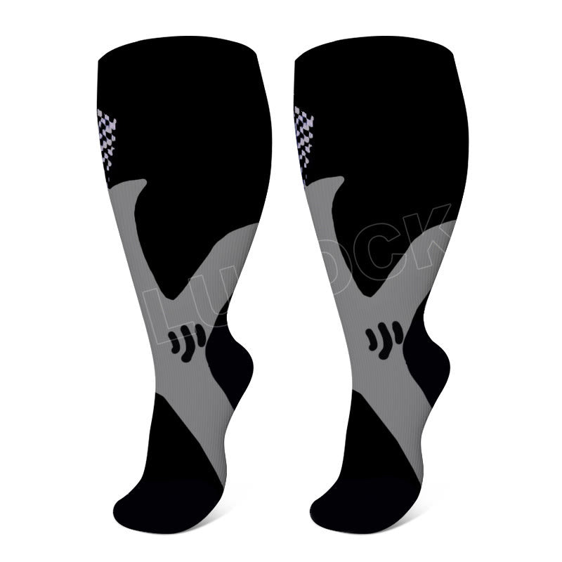 Chaussettes de compression sportives grandes tailles pour mollets larges, tailles 2XL à 7XL (3 paires) - Noir - 7XL - image 3