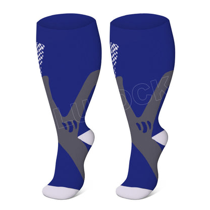 Chaussettes de compression sportives grandes tailles pour mollets larges, tailles 2XL à 7XL (3 paires) - Bleu - 7XL - image 5