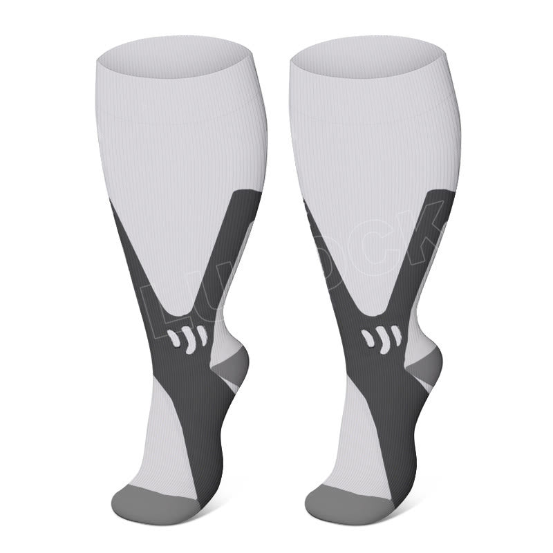 Chaussettes de compression sportives grandes tailles pour mollets larges, tailles 2XL à 7XL (3 paires) - Blanc - 7XL - image 4