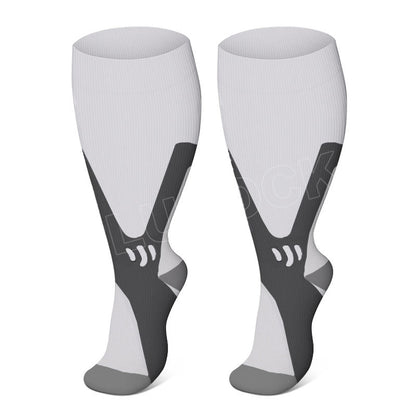 Chaussettes de compression sportives grandes tailles pour mollets larges, tailles 2XL à 7XL (3 paires) - Blanc - 7XL - image 4
