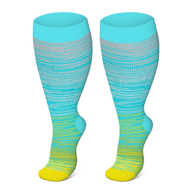 Chaussettes de compression à rayures vives grandes tailles 2XL - 7XL (3 paires) - image 9