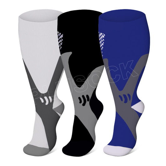 Chaussettes de sport de compression à mollet large, grandes tailles (2XL-7XL) (3 paires)