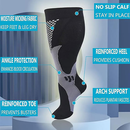 Chaussettes de compression sport vin grande taille 2XL-7XL (3 paires)