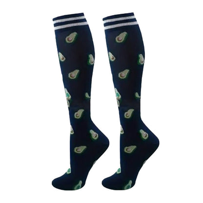 Chaussettes de compression à motifs de fruits et de café (6 paires)