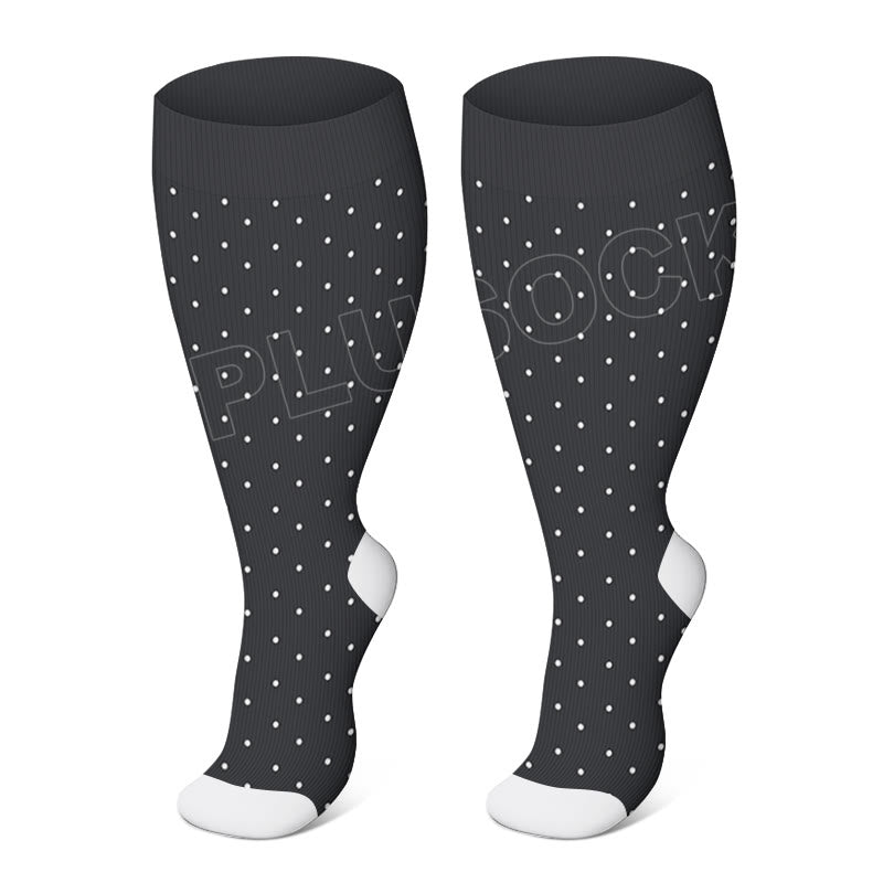 Chaussettes de compression à pois roses grande taille (3 paires) - Noir - 4XL - image 2