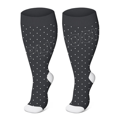 Chaussettes de compression à pois roses grande taille (3 paires) - Noir - 4XL - image 2