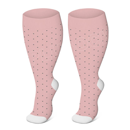 Chaussettes de compression à pois roses grande taille (3 paires) - Rose - 4XL - image 1