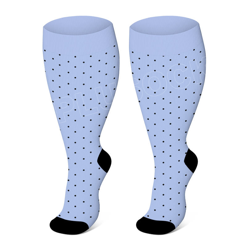 Chaussettes de compression à pois roses grande taille (3 paires) - Bleu - 4XL - image 3