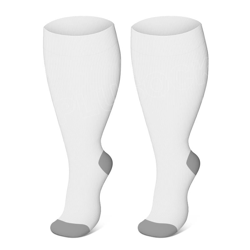 Chaussettes de compression élastiques de sport grande taille (3 paires) - Blanc - 4XL - image 1