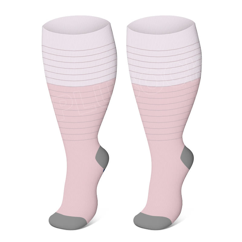 Chaussettes de compression rayées à blocs de couleurs grande taille (3 paires) - Rose - 4XL - image 2