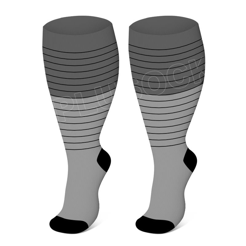 Chaussettes de compression rayées à blocs de couleurs grande taille (3 paires) - Noir - 4XL - image 3