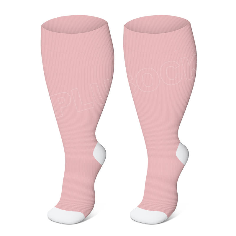 Chaussettes de compression élastiques de couleur unie grande taille (3 paires)