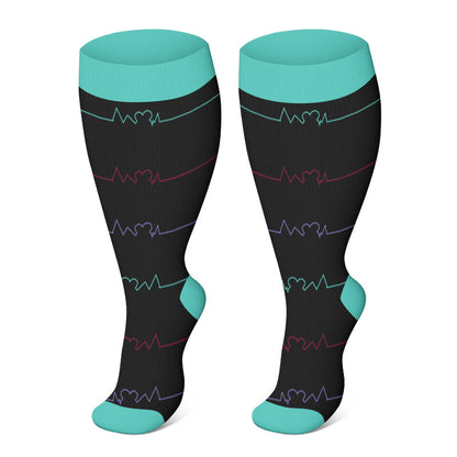 Chaussettes de compression grande taille à motif électrocardiogramme (3 paires) - Bleu - 4XL - image 3