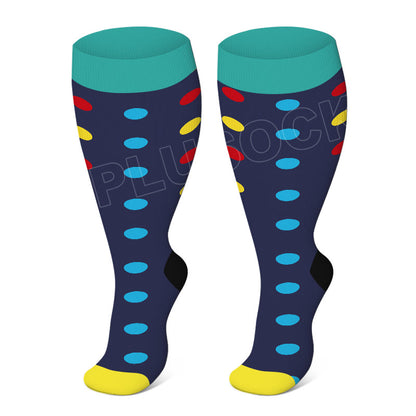 Chaussettes de compression grande taille à pois bleus (3 paires)