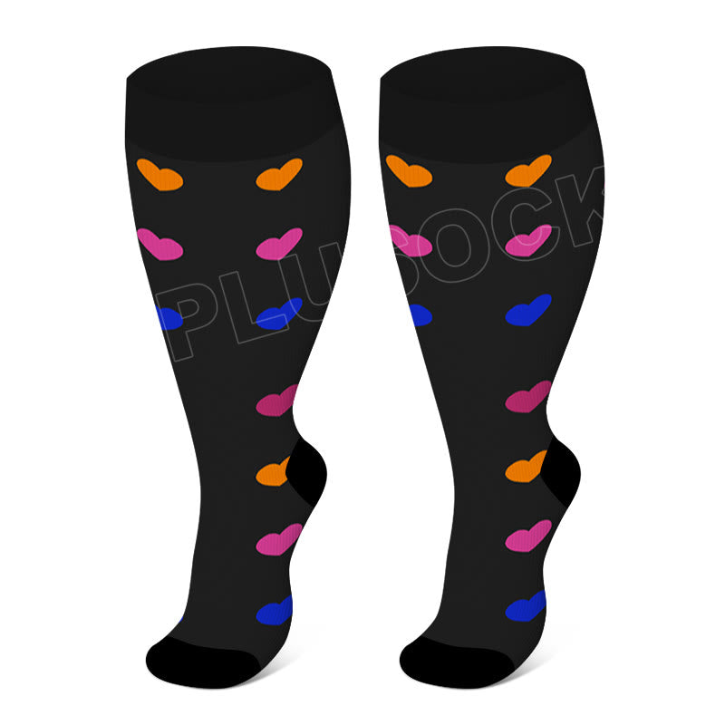 Chaussettes de compression Plusock noires à motif électrocardiogramme cardiaque, grandes tailles 2XL à 7XL (3 paires) - Cœur - 7XL - image 3