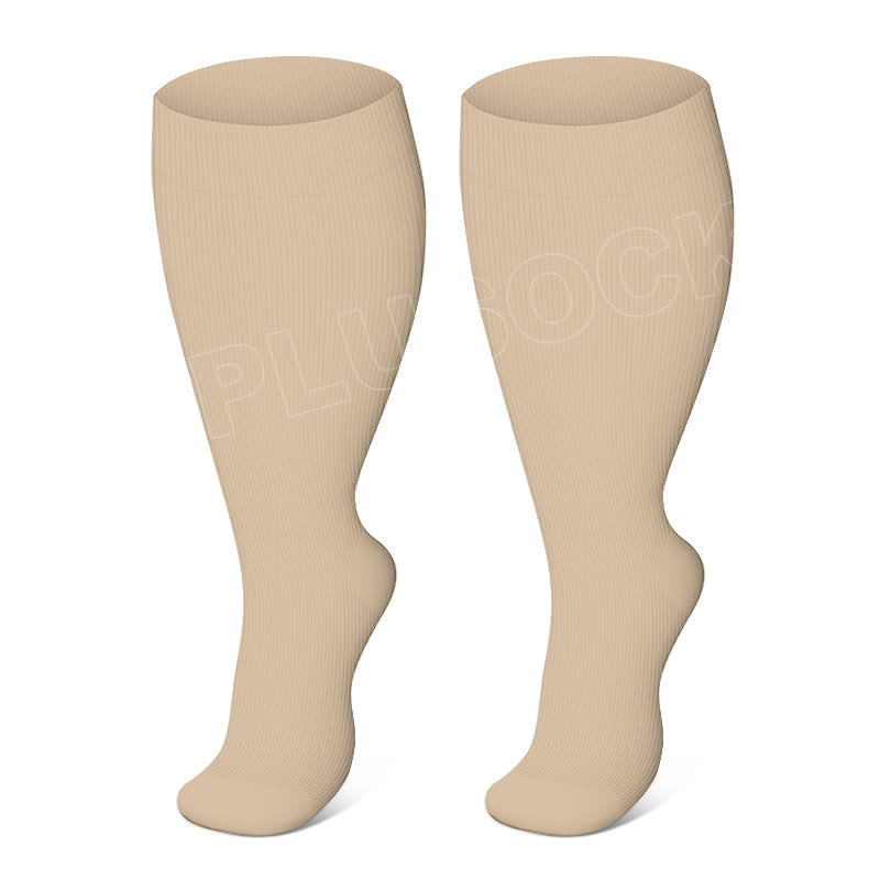 Chaussettes de compression bleues solides pour électrocardiogramme, grande taille (3 paires) - Peau - 4XL - image 1