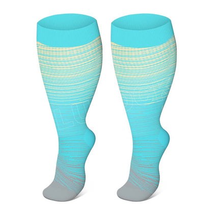 Chaussettes de compression à rayures vives grandes tailles 2XL à 7XL - Gris - 7XL - image 2