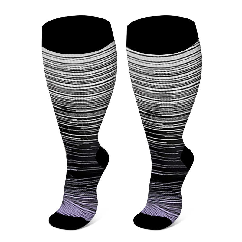 Chaussettes de compression Plusock Colorful Cool Lines, grandes tailles 2XL à 7XL - Violet - 7XL - image 3