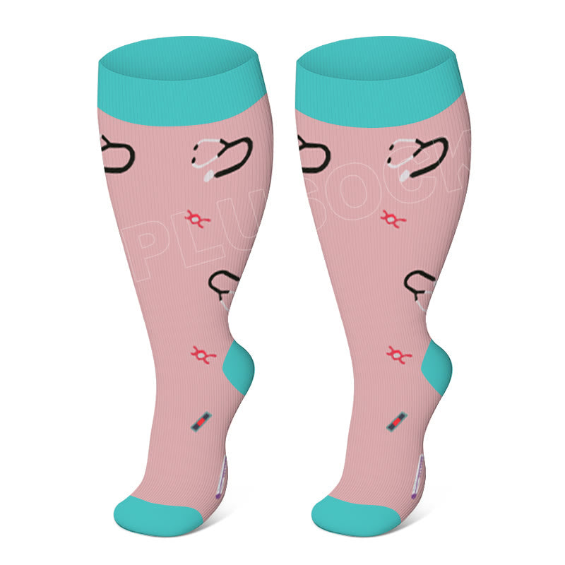 Chaussettes de compression élastiques en forme de cœur grande taille (3 paires) - Rose - 4XL - image 2