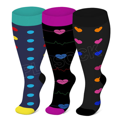 Chaussettes de compression à motifs colorés grande taille 2XL-7XL