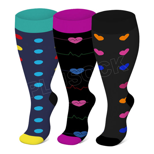 Chaussettes de compression à motifs colorés grande taille 2XL-7XL
