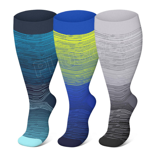 Chaussettes de compression dégradées de couleurs grande taille (3 paires)