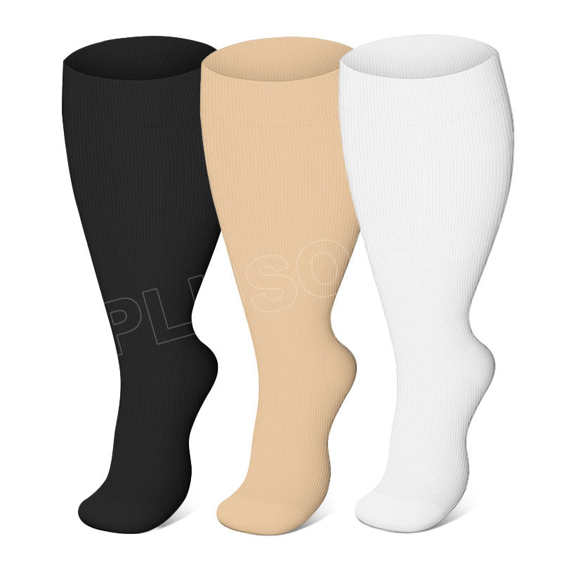 Chaussettes de compression unies grandes tailles 2XL - 7XL (3 paires) - Multicolore - 7XL - image 0