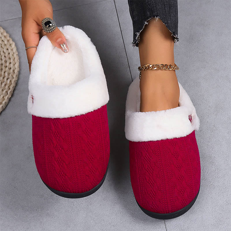 Chaussons en peluche à semelle souple grande taille - Rouge - États-Unis 9-10 - image 3