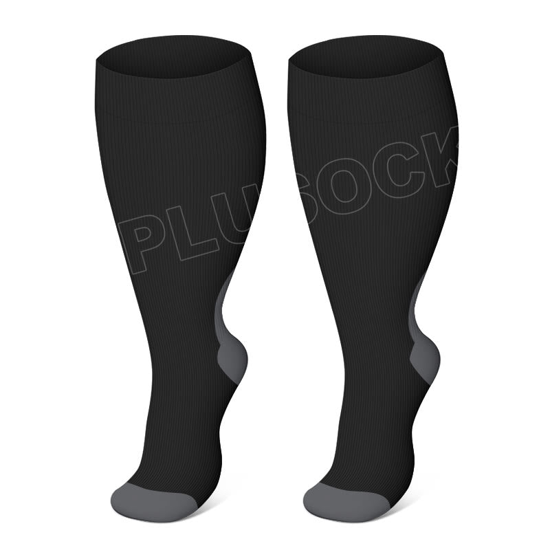 Chaussettes de compression Plusock grandes tailles noires et roses - Noir - 4XL - image 1