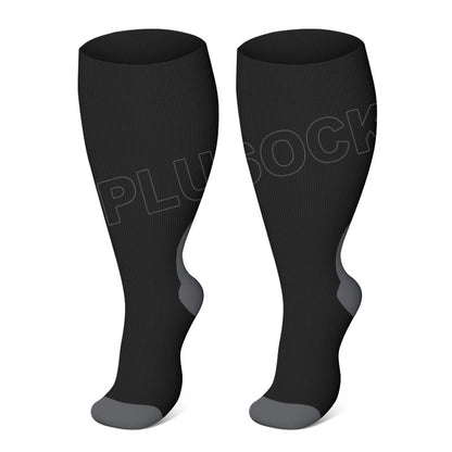 Chaussettes de compression Plusock grandes tailles noires et roses - Noir - 4XL - image 1