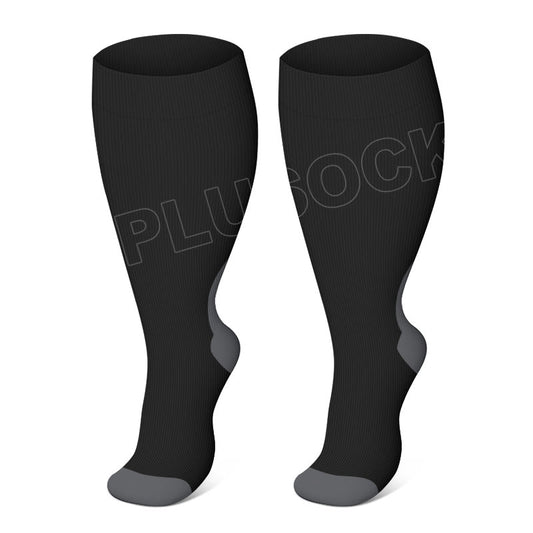 Chaussettes de compression noires grande taille (3 paires) - image 0
